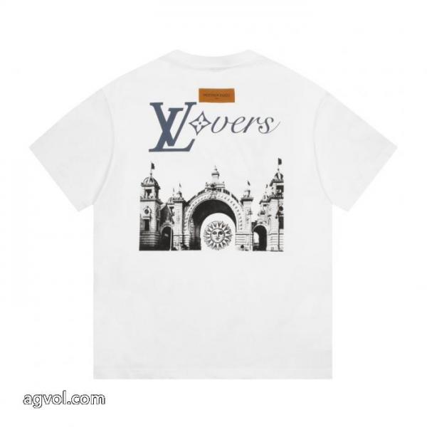 LVルイヴィトン高品質城アルファベット半袖Tシャツ男女同型 5 
