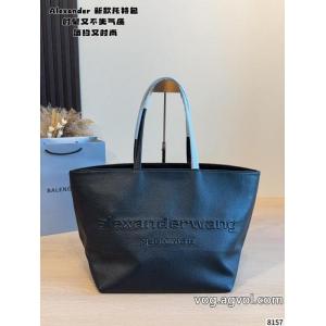 Alexander Wang PunchトートバッグLサイズ、黒プリーツ牛革