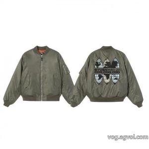 STUSSYステューシーx CDG連名MA 1背中アルファベット刺繍カップル用野球ウェアコットンジャケット