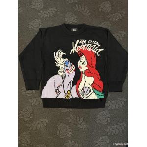 Stussy 2026 SS新型表裏に身を包む大きなLOGOアルファベット柄ジャカードニットクルーネックセーター男女同型