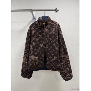 LOUIS VUITTONルイ26 ss新作Monogramチョコレート色ラムチュールリバーシブルジャケット