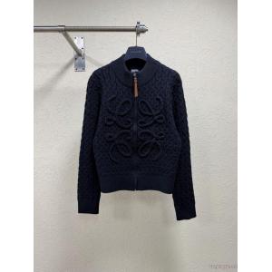 Loewe/ロエベ立体編みロゴ花柄ニットコート